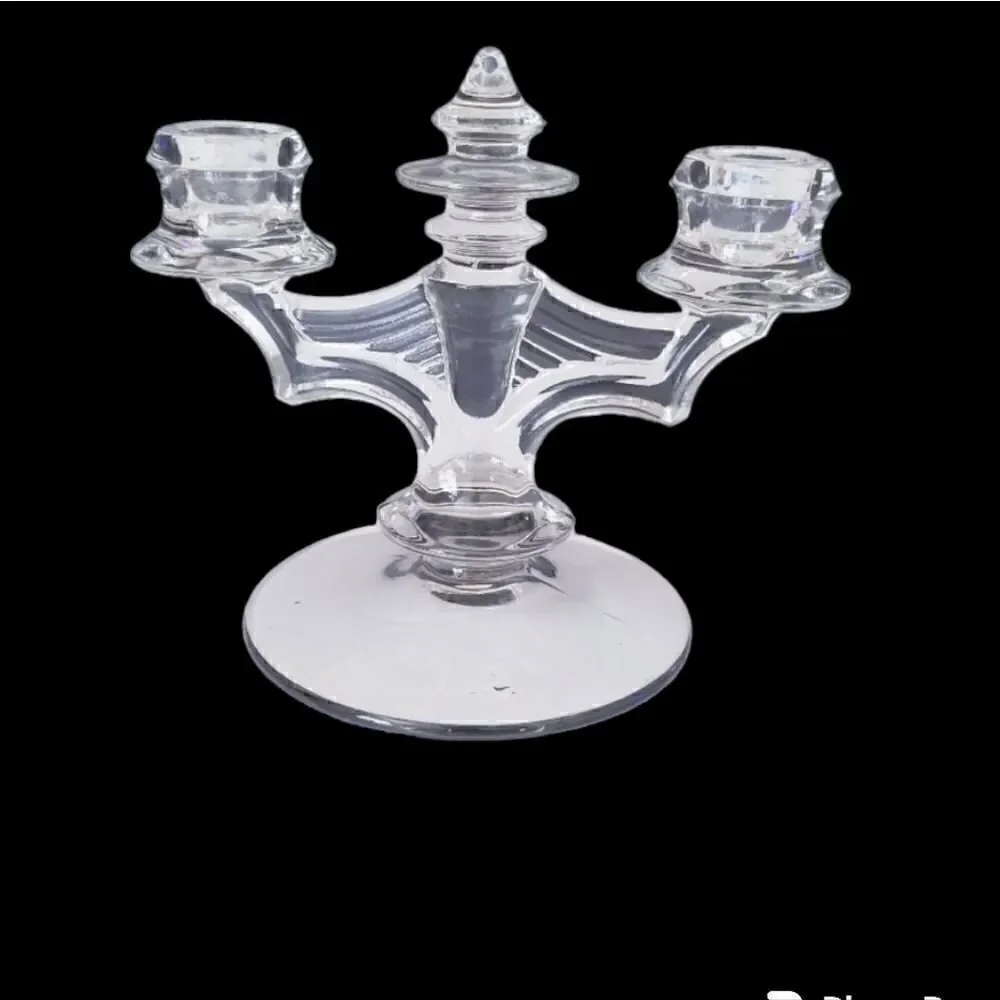 Vintage pressed glass 2 light candelabra